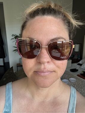 SALE bebe pink/purple Gradient Cat-Eye Women’s Sunglasses with Gold Trim